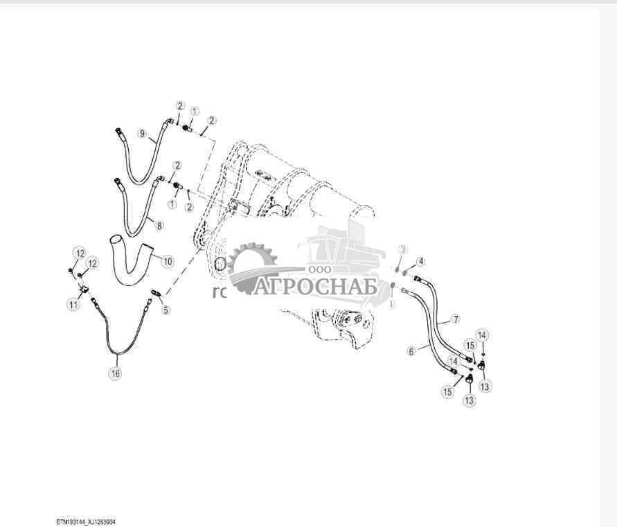 Hi-Vis Boom to Coupler Pin Cylinder Hydraulic Lines, Z-Bar 